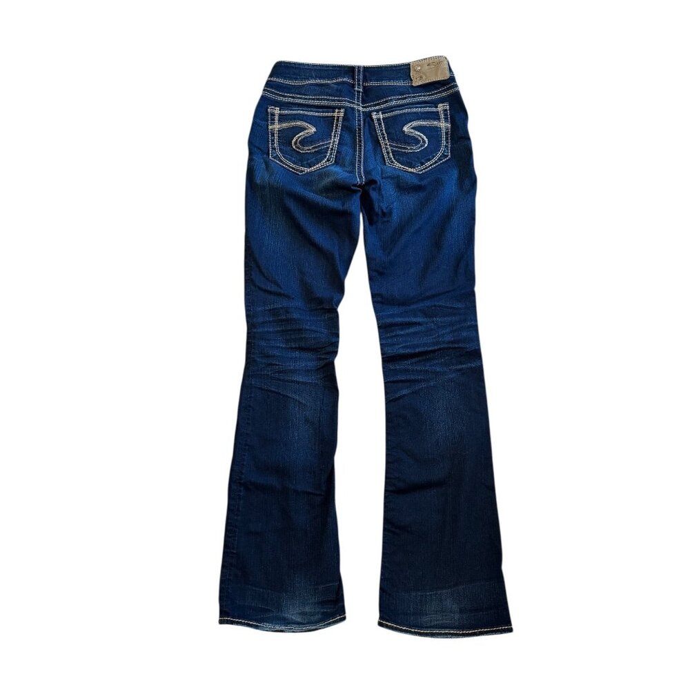 Silver Suki Mid-Rise Boot‎ Dark Jeans Size 28 Bootcut Soft Denim Stretch Western